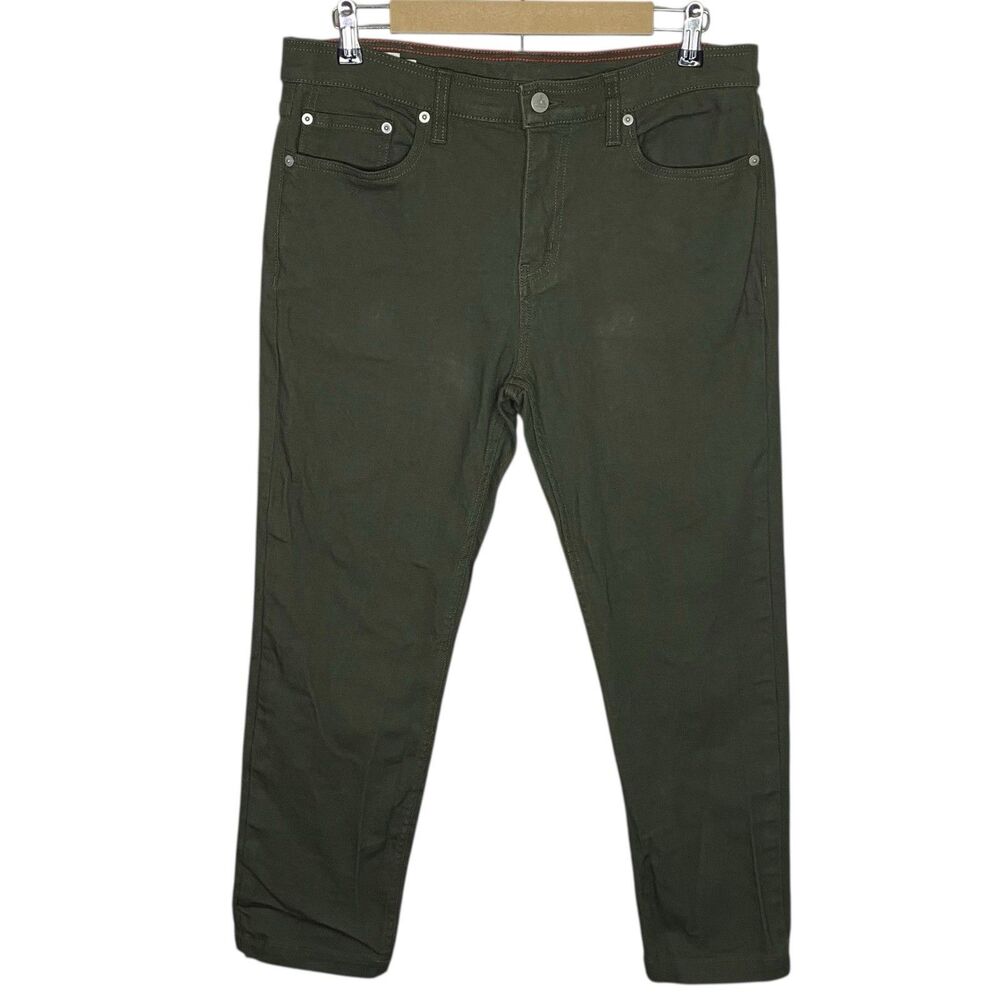 American Giant Roughneck Pants Men 34x27 Olive Green Canvas Straight (Tag 34x30)